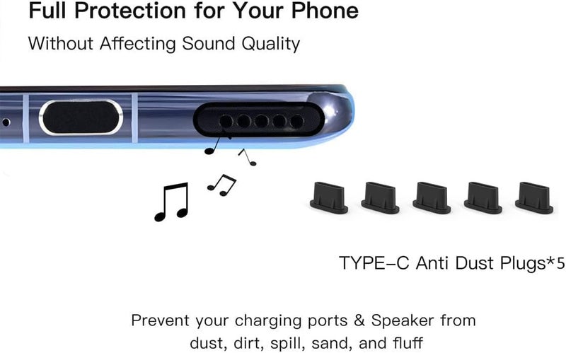 imComor 5PACK USB C Dust Plug Type C Port Cover for iPhone 17/16/15 Pro Max Plus Speaker Mesh Cover Protector for iPhone 16/15, Samsung Galaxy S25 S24 S23 S22 S21, MacBook, USB C Port Dustproof Adhesive Cover - Image 5